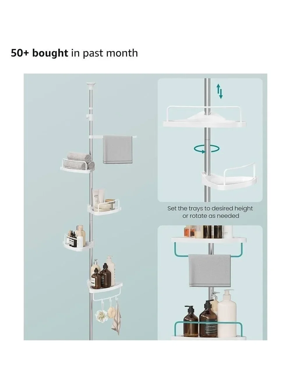 Adjustable White Bath Storage Tower